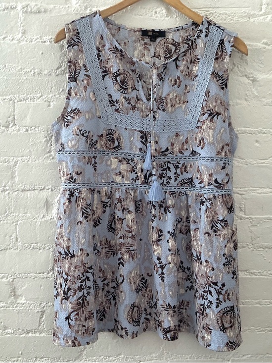 Frye Tops - Frye Boho Top Blue Floral Sleeveless Crochet Lace Flowy Blouse Festival Cottage